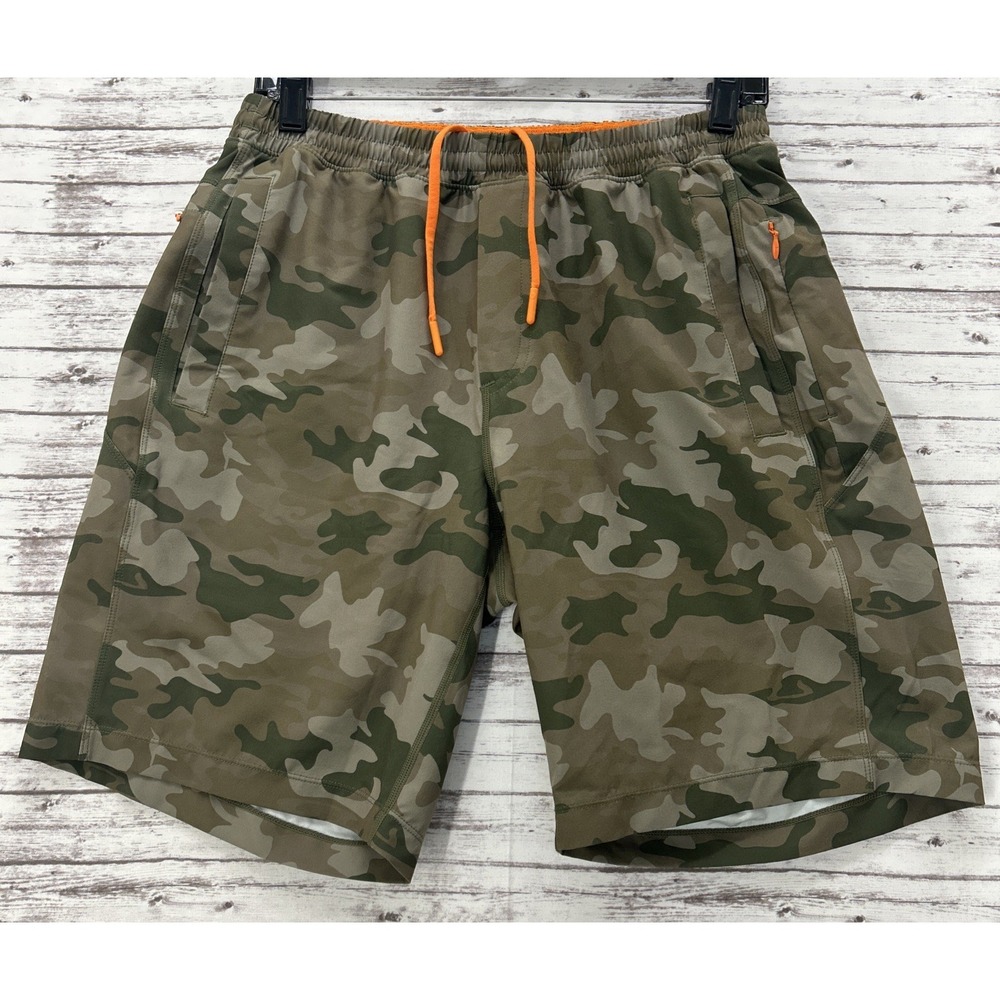 Birddogs Men's Camo Athletic Shorts with Orange Drawstring